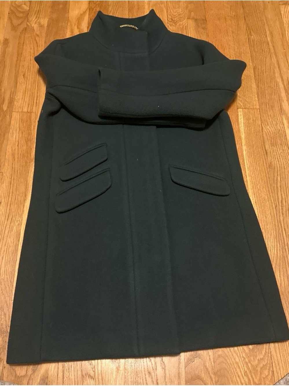 J.crew Long-Sleeve Dark Green Wool blend coat with Flap Pocket